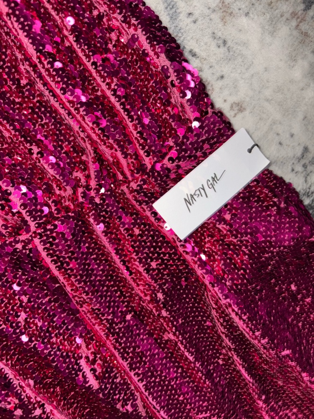 New pink nasty gal halter neck flared sequin jumpsuit 10 - Picture 5 of 6